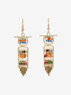 Westside Accessories Multicolour Gemstones Fish Hook Earrings
