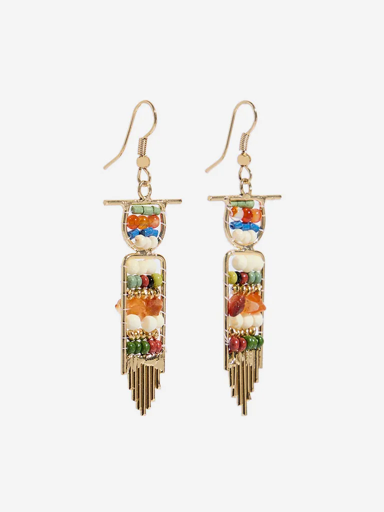 Westside Accessories Multicolour Gemstones Fish Hook Earrings
