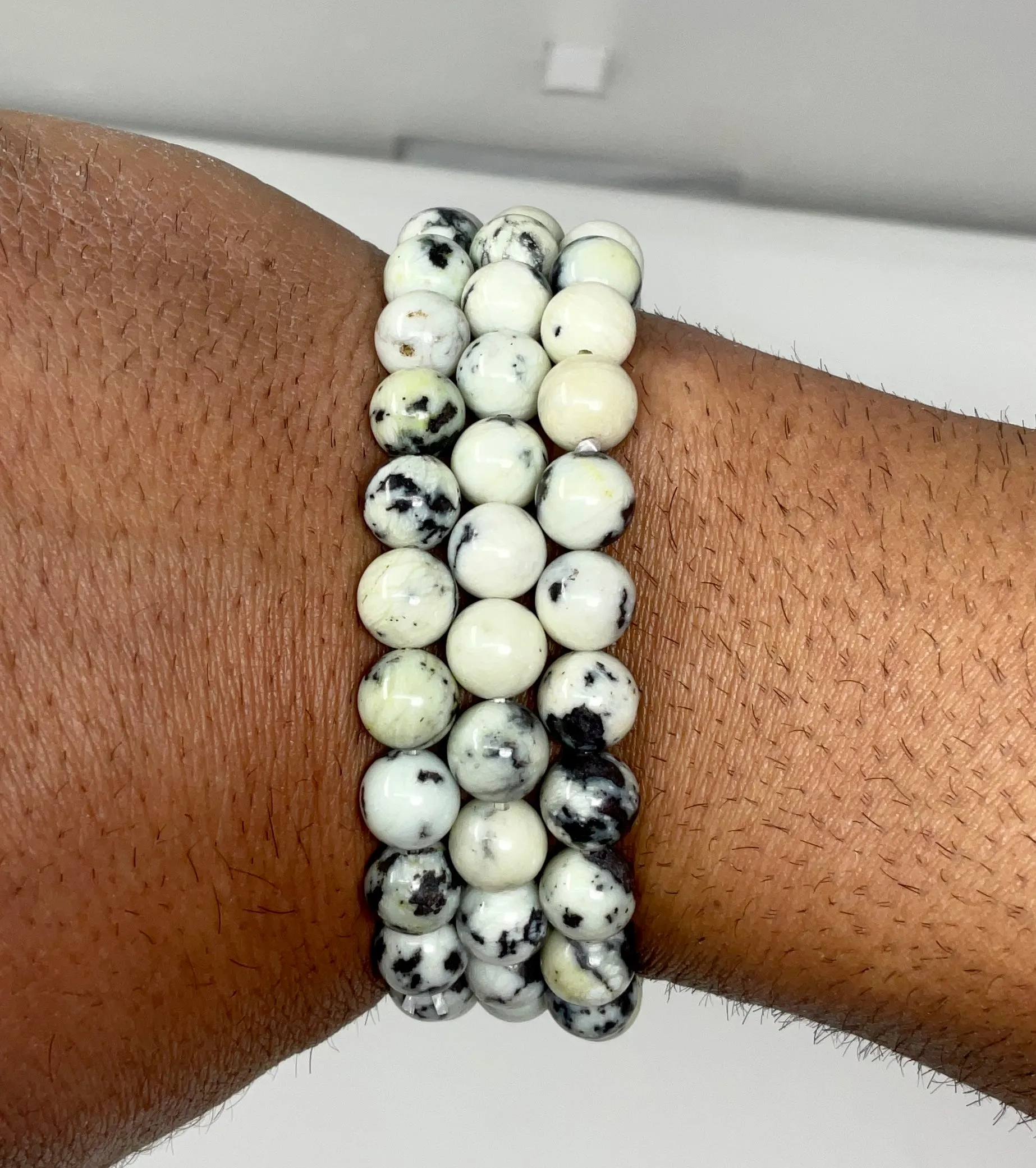 White Turquoise Jasper 8MM 3-Piece Round Bracelets Set