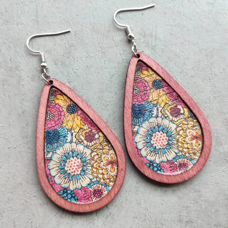Wholesale 2Pairs/Pack Bohemian Floral Cork Earrings