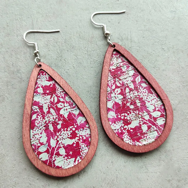 Wholesale 2Pairs/Pack Bohemian Floral Cork Earrings