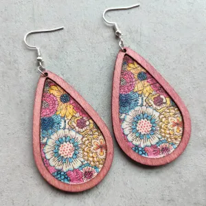 Wholesale 2Pairs/Pack Bohemian Floral Cork Earrings