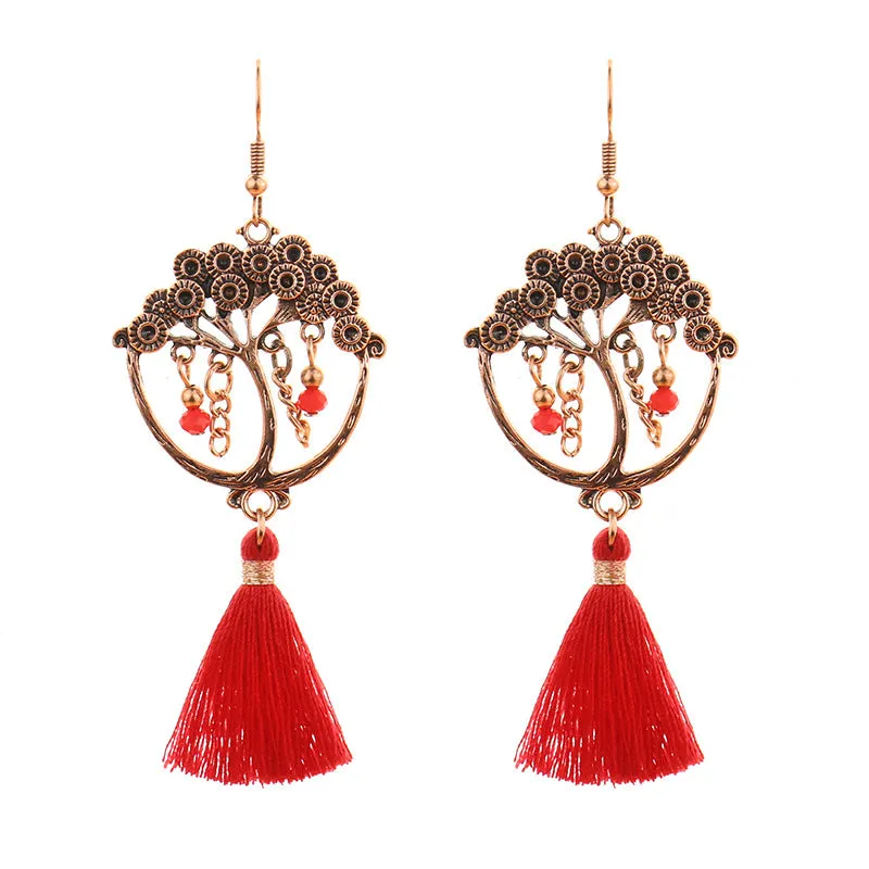 Wholesale Bohemian Handmade Tassel Alloy Earrings