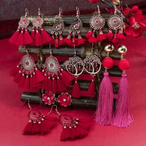 Wholesale Bohemian Handmade Tassel Alloy Earrings