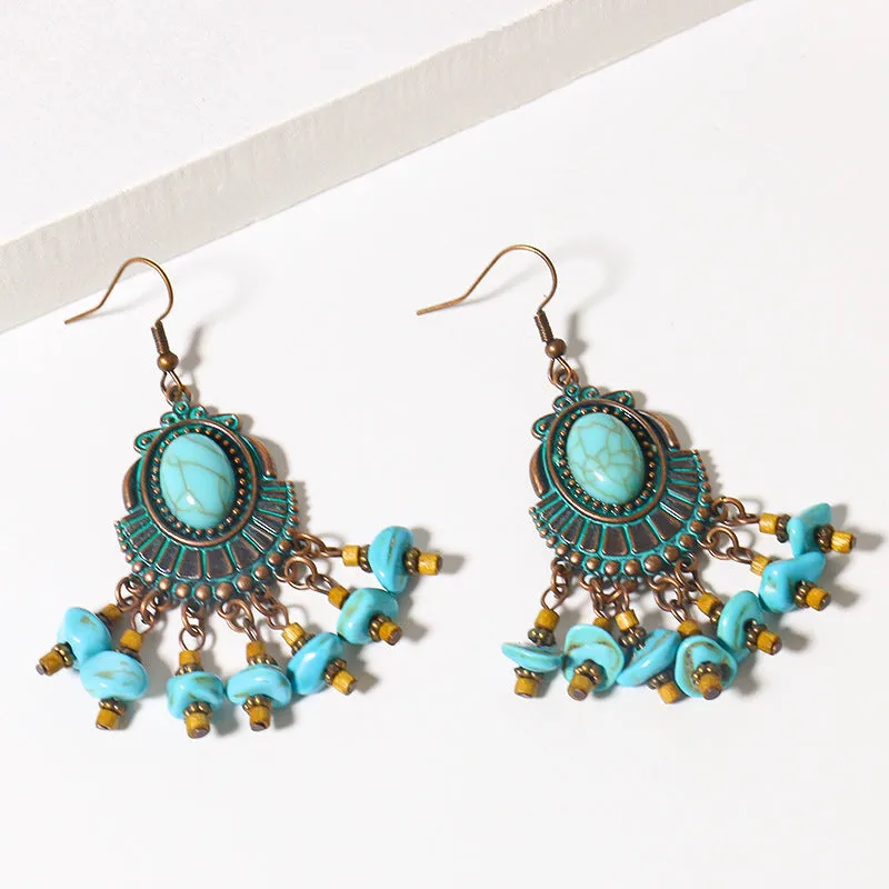 Wholesale Bohemian Turquoise Alloy Earrings