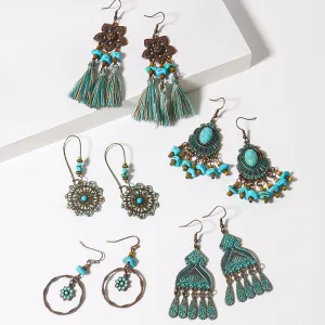 Wholesale Bohemian Turquoise Alloy Earrings
