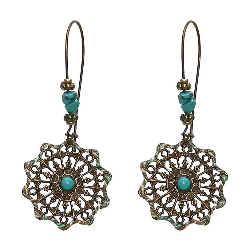 Wholesale Bohemian Turquoise Alloy Earrings