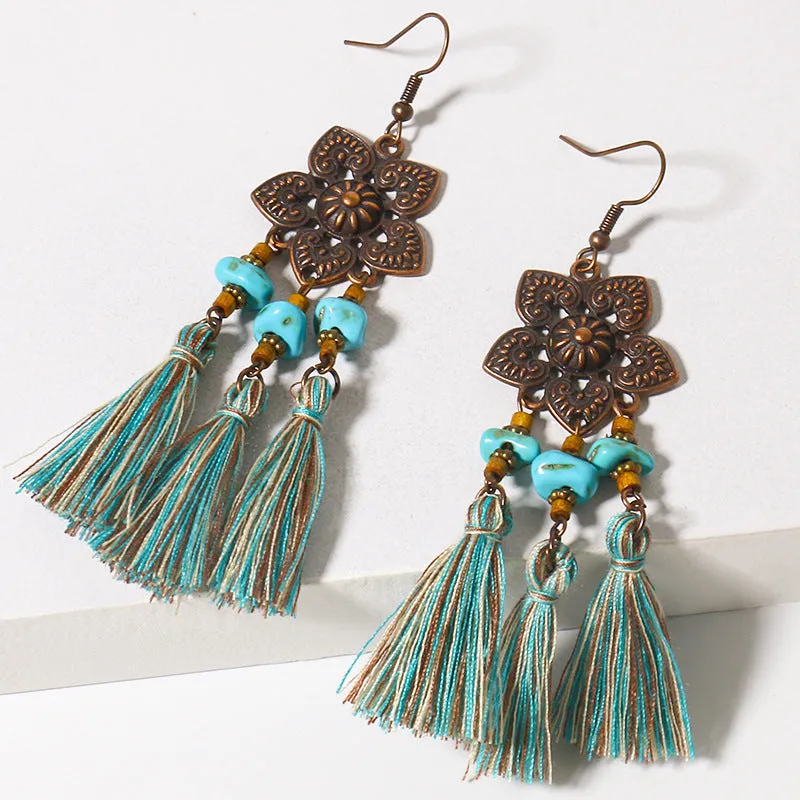 Wholesale Bohemian Turquoise Alloy Earrings