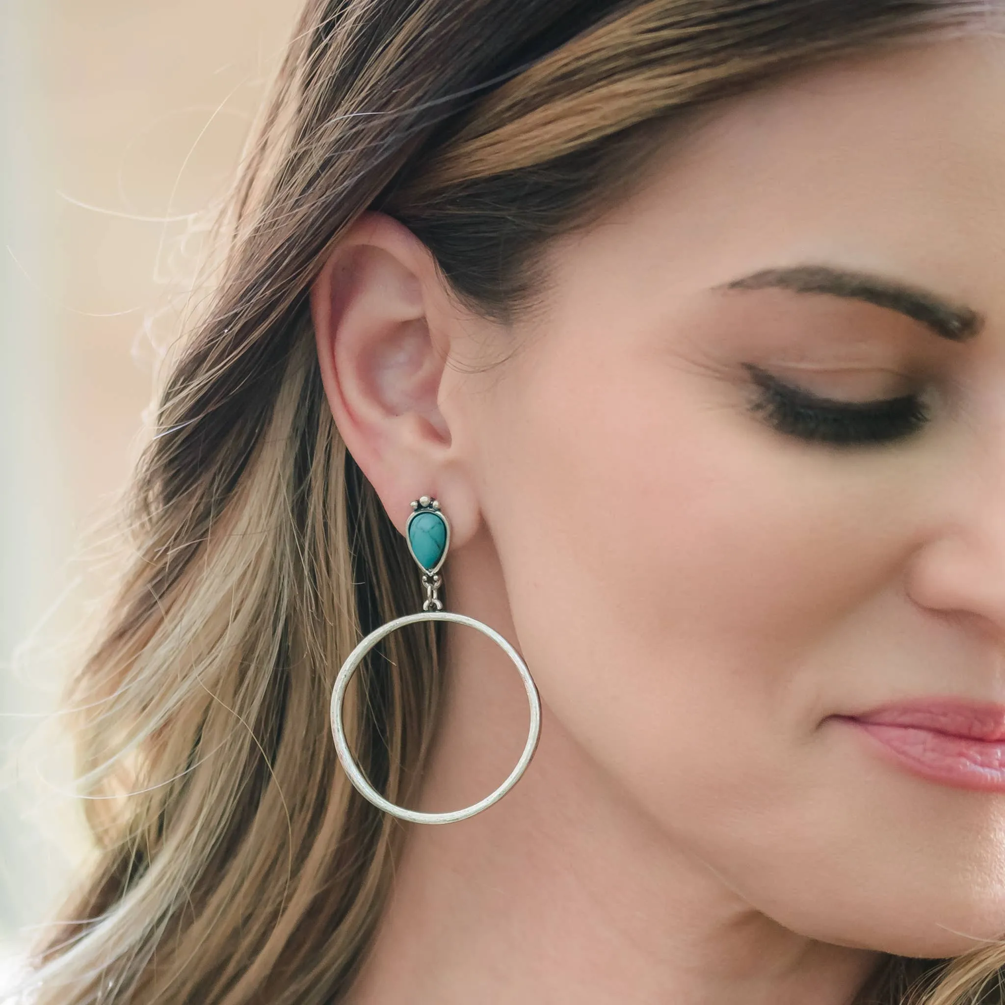 Wild Spirit Silver Hoop Earring