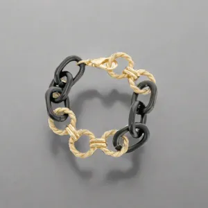 YGP and Black Enamel Large Link Bracelet
