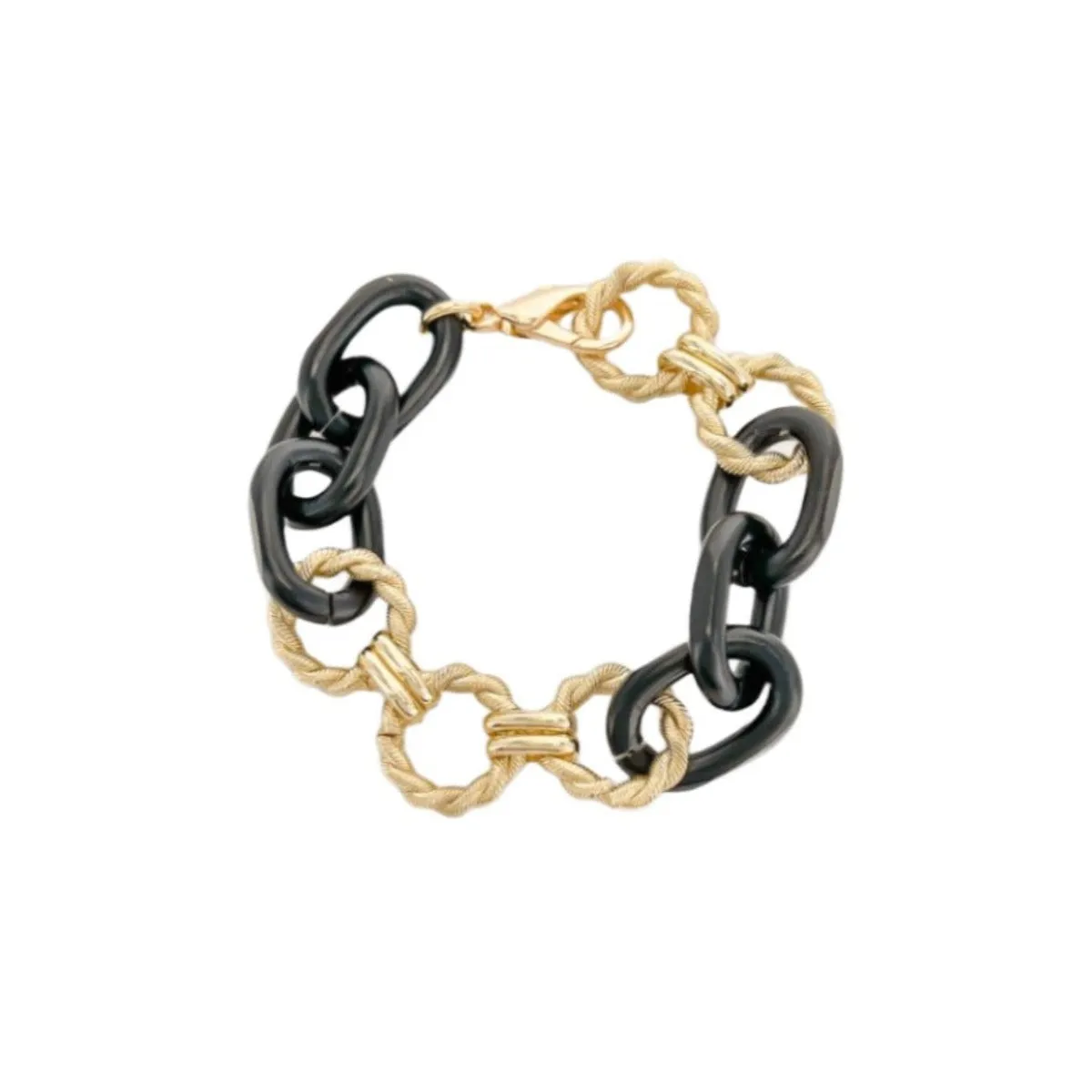 YGP and Black Enamel Large Link Bracelet