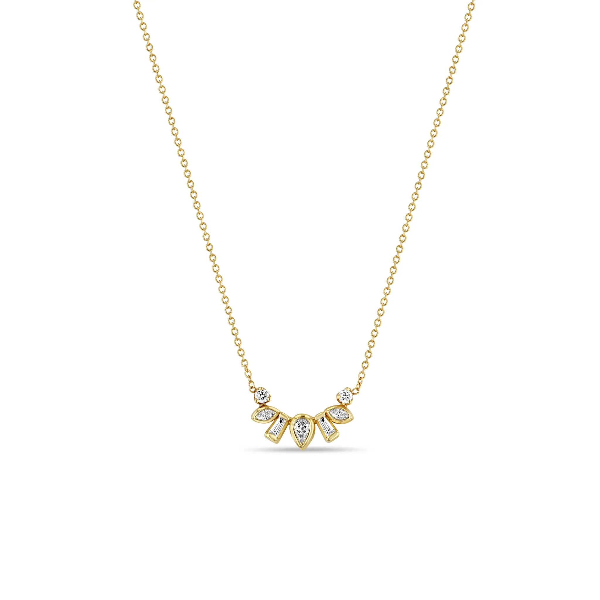 Zoë Chicco 14K Yellow Gold Mixed Diamond Curved Necklace